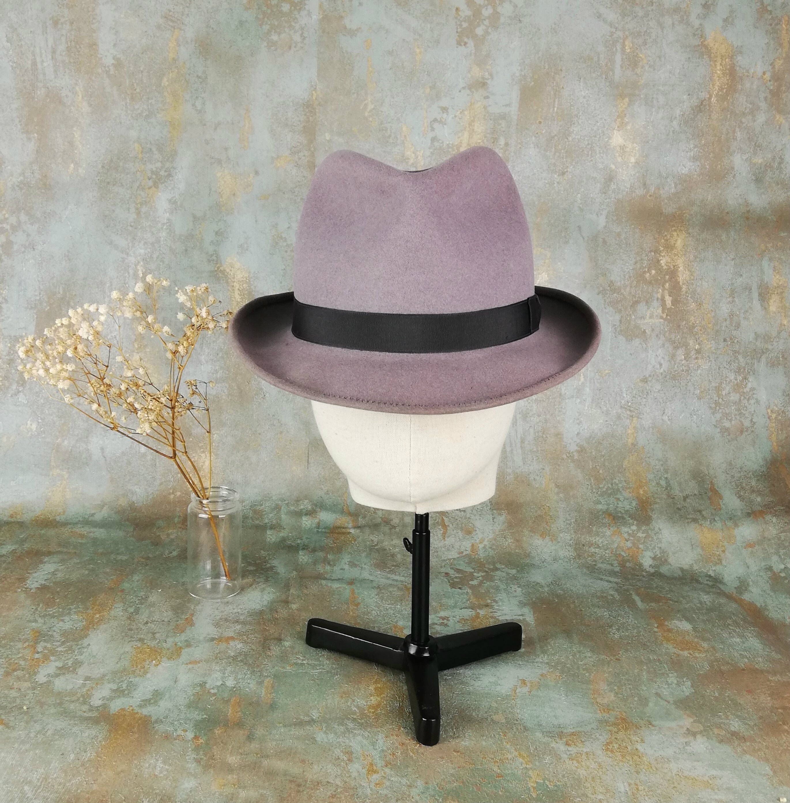 Classic BARBISIO Fedora in Light Gray Color from 80s. Never Used. Size 57 cm. - US 7 1/8 in.