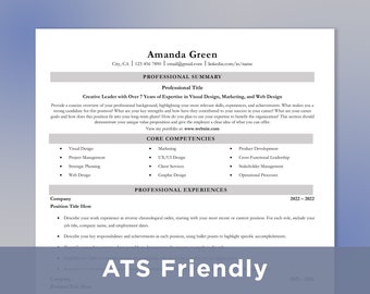 ATS Friendly Resume Template for Google Doc, Word | ATS Compatible | Professional Resume Template | Cover Letter + Thank You Letter Template