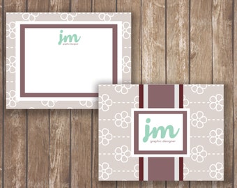 Personal Note Card Template - Note Card Design - Digital Illustrator Files - Custom Note Card