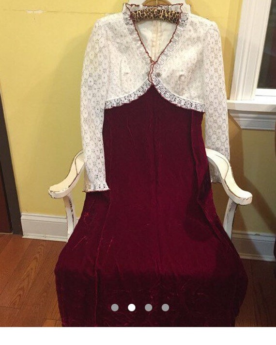 Red velvet vintage dress sz 12 - image 4