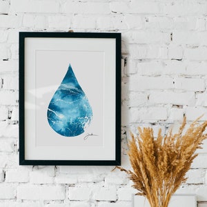 Oceans Drop, FINE ART PRINT, Aquarelle Painting, Blue, Sea, Ocean, Illustration image 1