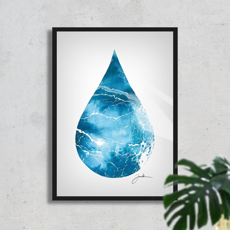 Oceans Drop, FINE ART PRINT, Aquarelle Painting, Blue, Sea, Ocean, Illustration image 2
