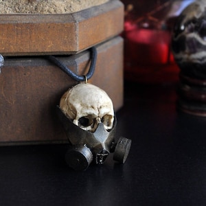 Gas Masked Skull Pendant, Big Size Half Skull Pendant, Handcrafted Unisex Skull Necklace, Skull Art, Wearable Art Pendant