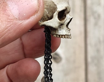 Skull and Bones Pendant, Skull Necklace for Halloween, Victorian
