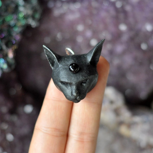 Onyx Cat Pendant Etsy