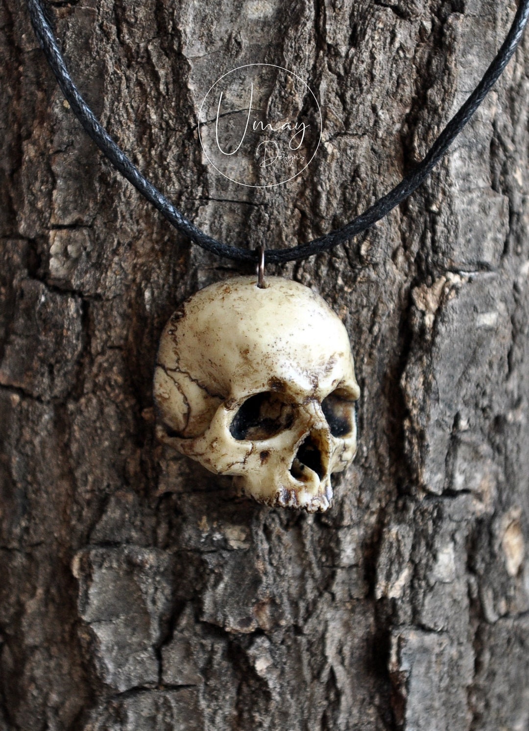 Totenkopf Kette Miniblings Acrylglas schwarz Schädel Skull Gothic Halloween  80cm