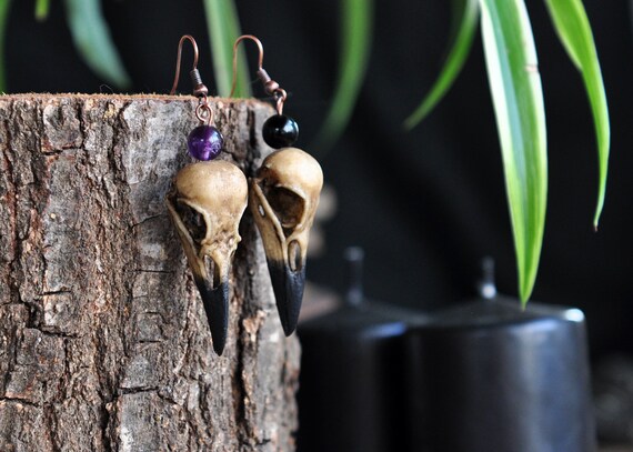 Allereya Collier Ras Du Cou Vintage Avec Pendentif Tête De Mort Corbeau Et Tête De Mort, Collier Noir Pour Halloween Pour Femmes Et Filles, Zinc