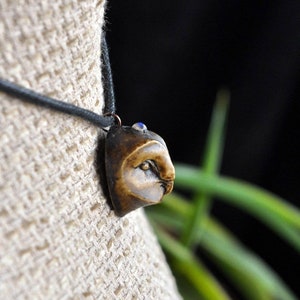 Wise Owl Pendant, Miniature Owl Face Pendant, Owl Head Necklace, Resin Jewelry, Owl Jewelry