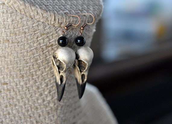 Boucles D’oreilles Halloween Tête De Mort & Corbeau - Style Gothique Punk, Pendentif Vintage En Argent - Bijoux Pour Femmes, Accessoires De Fête
