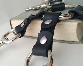 Simple Hogtie Black Leather, Handmade Bondage BDSM Restraints