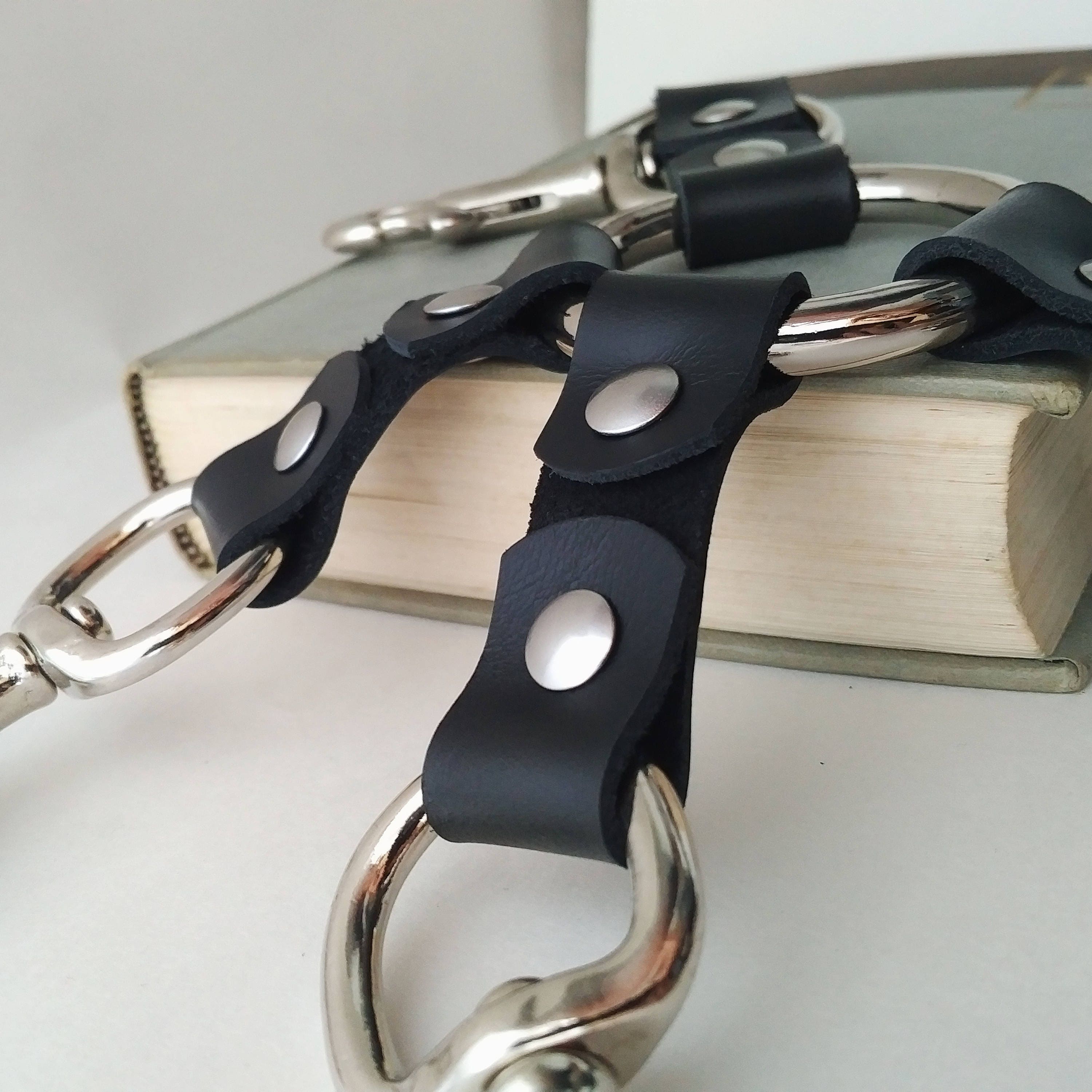 Simple Hogtie Black Leather, Handmade Bondage BDSM Restraints
