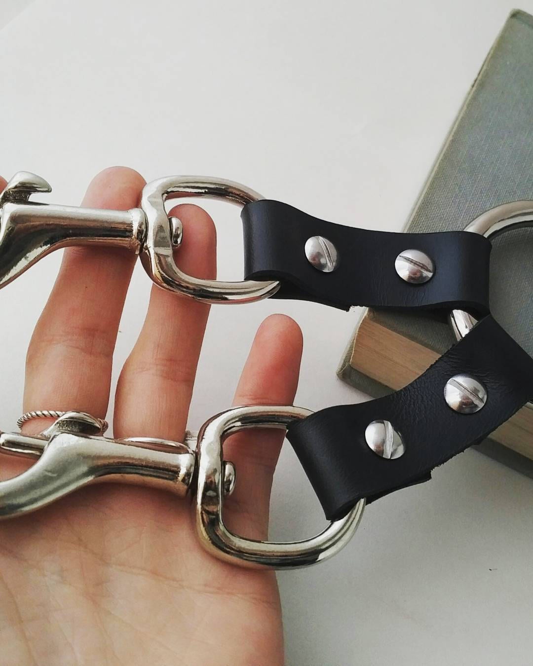 Simple Hogtie Black Leather, Handmade Bondage BDSM Restraints