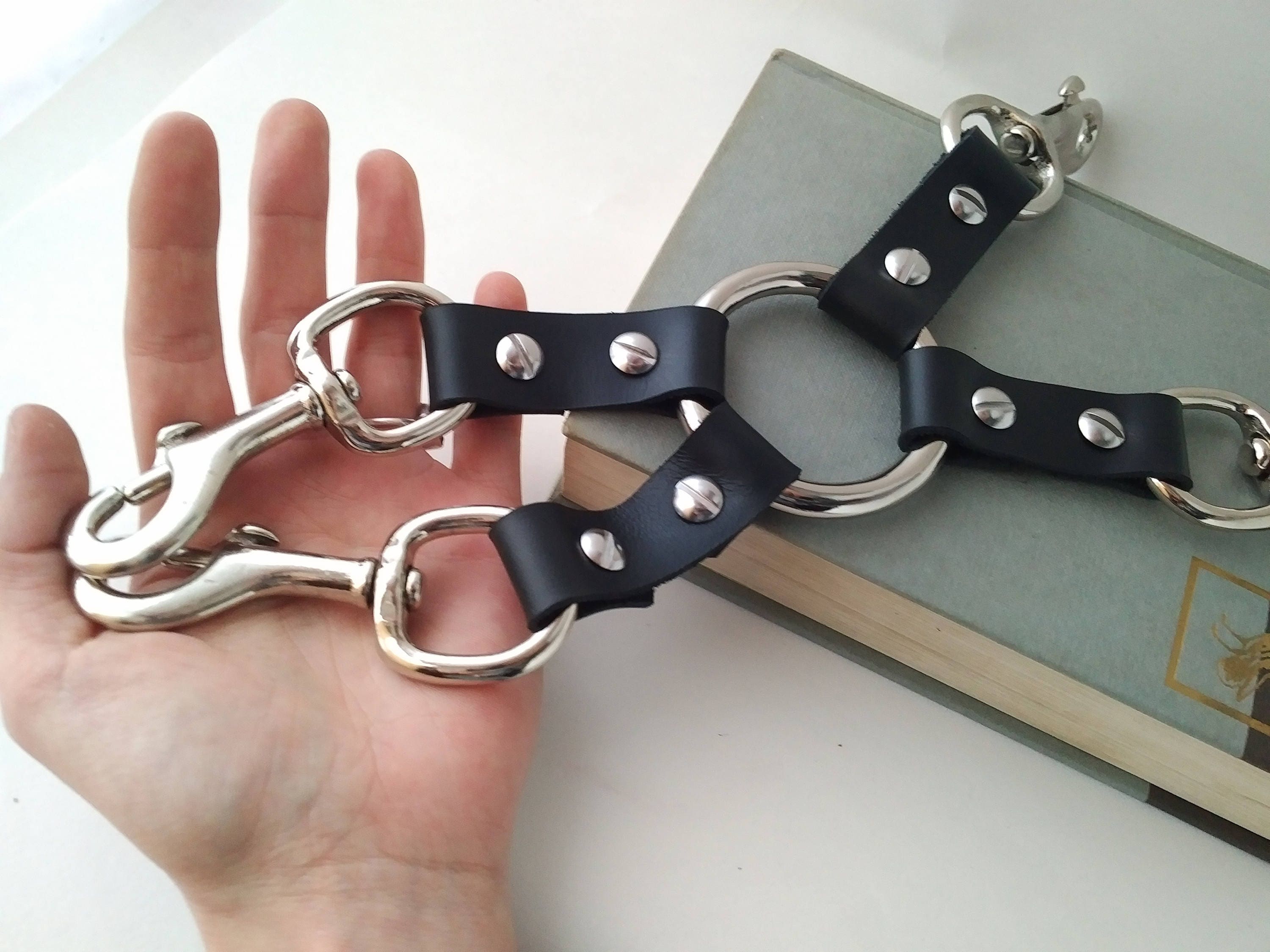 Simple Hogtie Black Leather, Handmade Bondage BDSM Restraints
