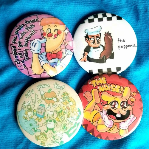 Pizza Tower Buttons 3 Inches Each Etsy