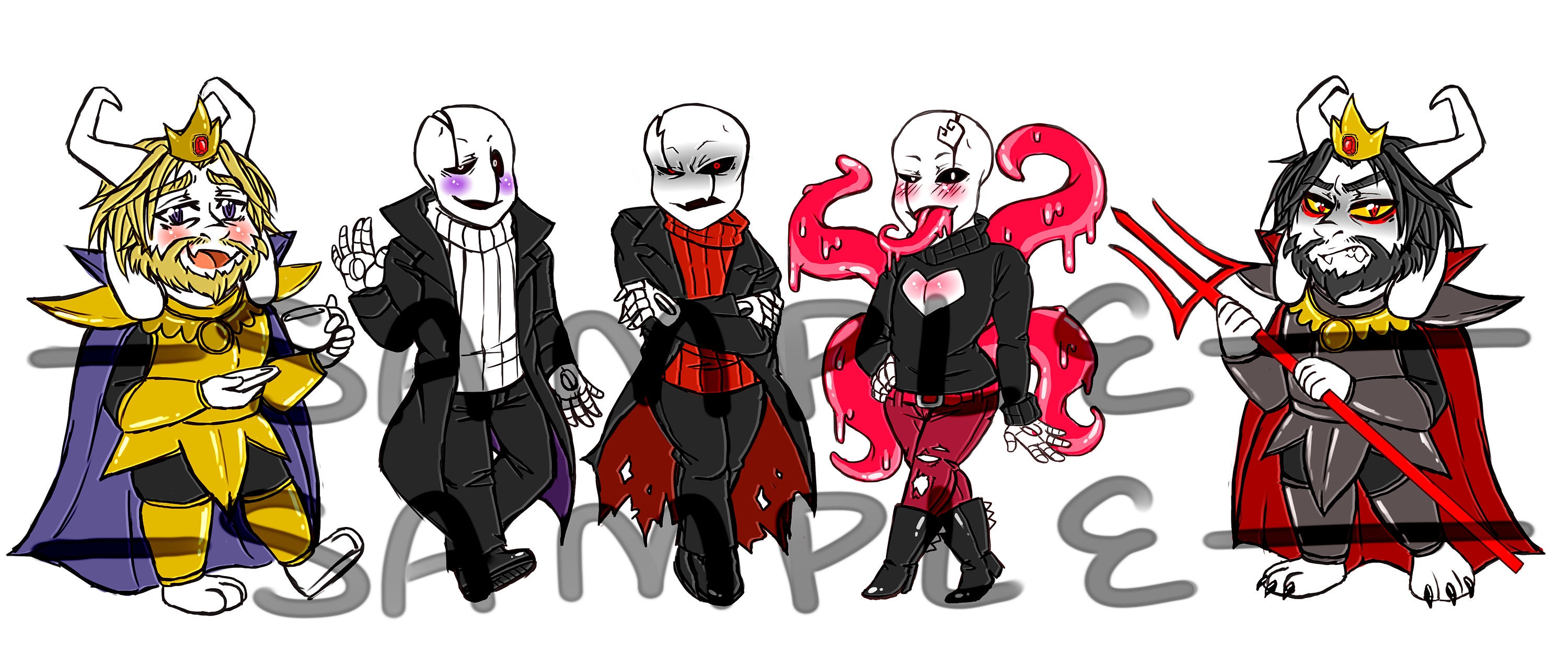 Undertale Gaster Asgore AU Stickers 3-4 ins each Etsy. 