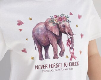 Breast Cancer Awareness Elephant Shirt, Survivor Warrior Support Team Bella Canvas Tee