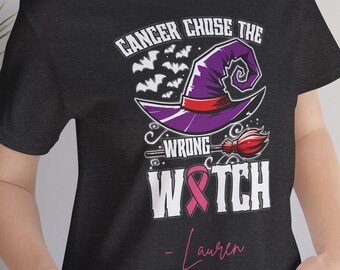 Personalized Breast Cancer Shirt, Dear Cancer Chica or Bitch or Wrong Witch, Custom Name Pink Ribbon Tee, Breast Cancer Awareness Shirt