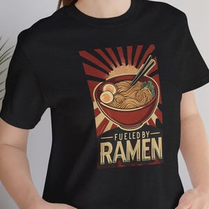 Fueled by Ramen Unisex Tee, Foodie Graphic T-Shirt, Anime Lover Gift, Vintage Style Foodie T-Shirt, Japanese Noodle Tee, Ramen Lover Gift