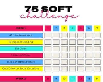 75 Soft Challenge Tracker: Daily Fitness & Habit Planner (Digital Download)