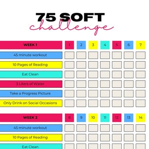 75 Soft Challenge Tracker: Daily Fitness & Habit Planner (Digital Download)
