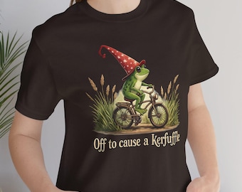 Off to Cause a Kerfuffle Frog T-Shirt, Funny Cottagecore Graphic Tee