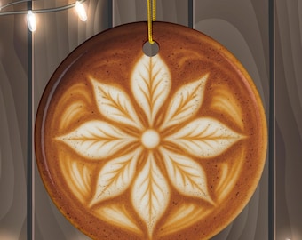 Coffee Latte Art Christmas Ornament: Double-Sided Barista Gift