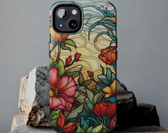 Stained Glass Phone Case, Aesthetic Cover for iPhone 14, 13, 12, 11 Pro Max, XR, 8, 7, Tough iPhone Cases, All Models, Case for iPhone