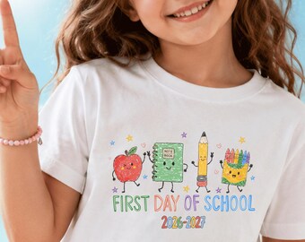 First Day of School Shirt 2026 2027 | Doodle Style Back to School Tee | Youth and Adult Sizes | Cute School Supplies Shirt | Kids Teacher