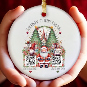Santa Tracker Ceramic Christmas Ornament: Matte Finish, Kids Decor