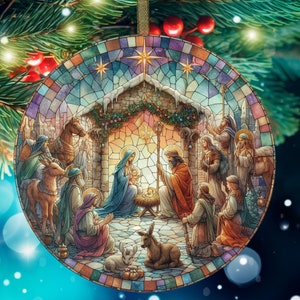 Ornamenti in vetro - Decorazioni natalizie con scena della Natività, Ornamento in vetro al 100%, Maria, Giuseppe, Gesù Bambino, Re Magi, Pastori, Animali, Regalo per le feste