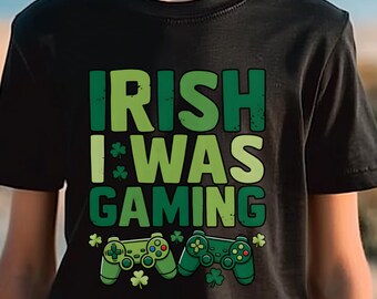 Irish I Was Gaming Youth Shirt, St Patrick's Day Gamer Tee