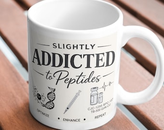 Addicted to Peptides Mug | Scientific Illustration DNA Coffee Cup | 15oz