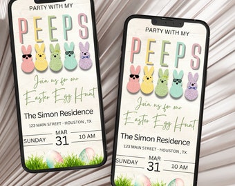 Peeps Easter Egg Hunt Invitation Template (Digital Canva Template)