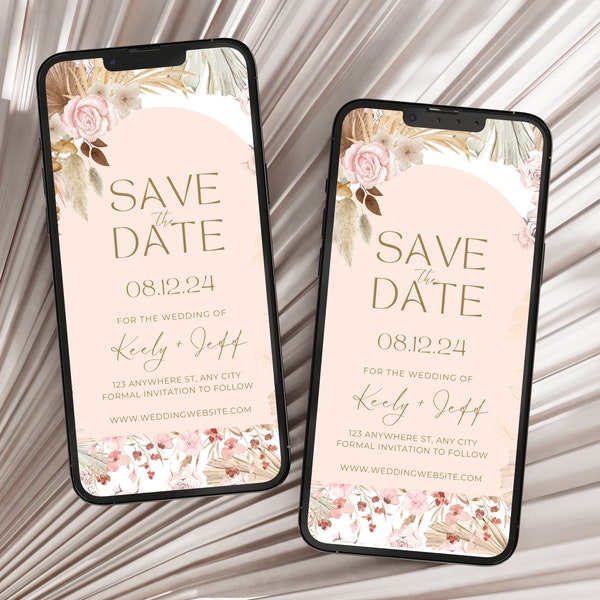 Boho Save The Date Digital Template Save the Date Instant Download Electronic Save The Date Boho Save The Date Digital Wedding Rustic Canva