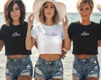 Wifey Crop Top, Women's Festival Crop Top, Personalized Y2K Bridal Bachelorette, Custom Crop Top