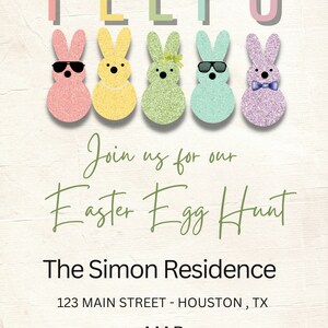 Party with my Peeps Easter Invitation Template Easter Egg Hunt Invitation Editable Easter Invite Instant Download Digital Canva Template image 5