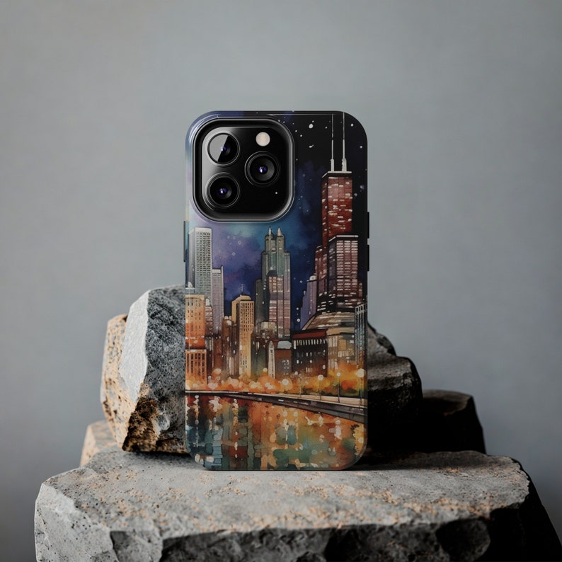 Chicago Cityscape iPhone Case: Impact Resistant Polycarbonate Shell image 2