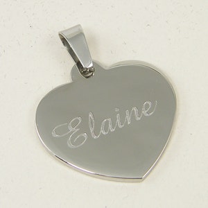 Engraved Heart Pendant Custom Name Pendant Silver Heart Pendant Stainless Steel Personalized Heart Charm |2225