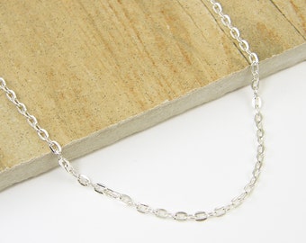 30 Inch Silver Necklace Chain, 30 Inch Silver Chain, Long Bright Silver Medium Link Unisex Chain for Pendant