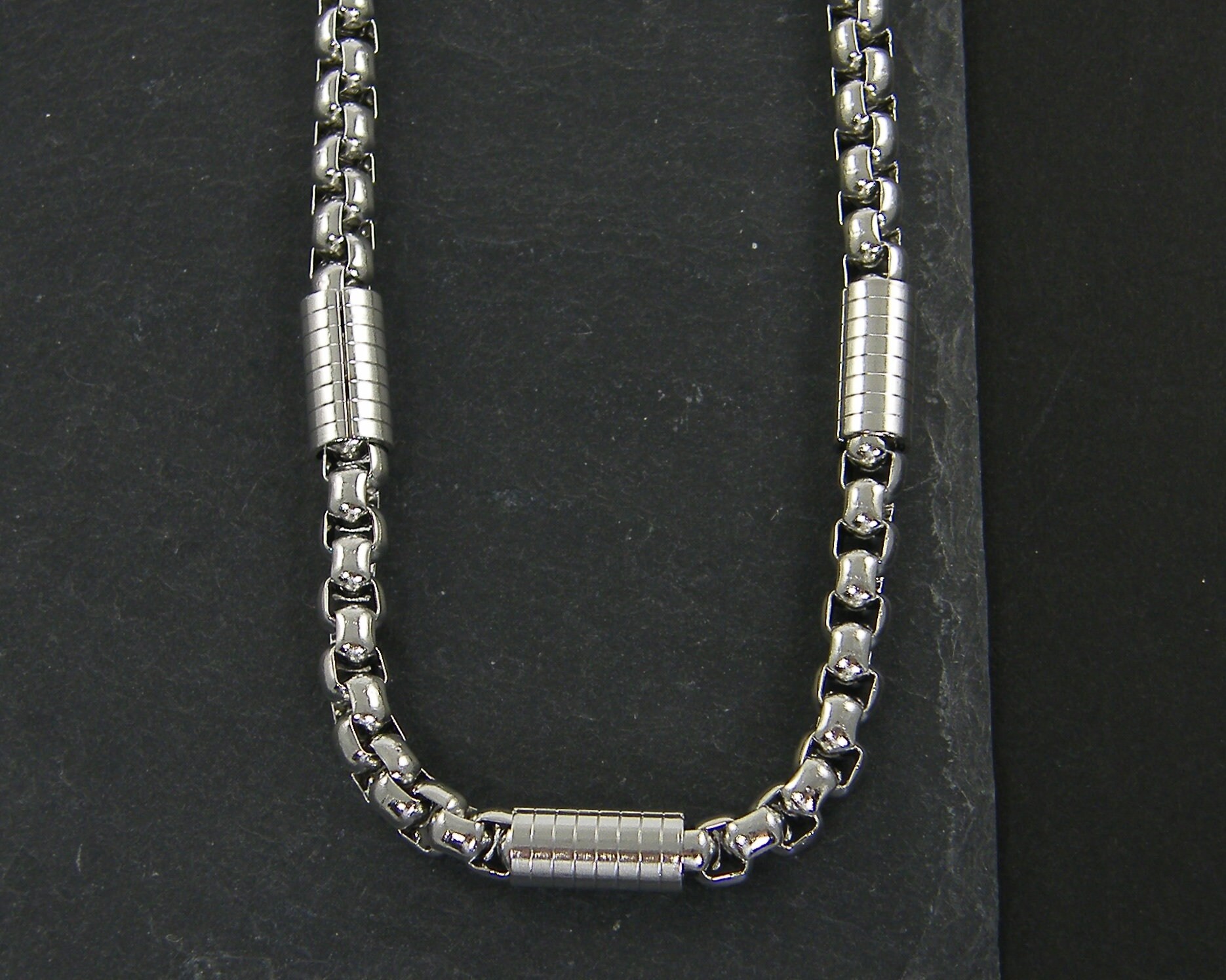 Steel Box and Bar Chain Men's Heavy Box Cylinder Necklace Etsy