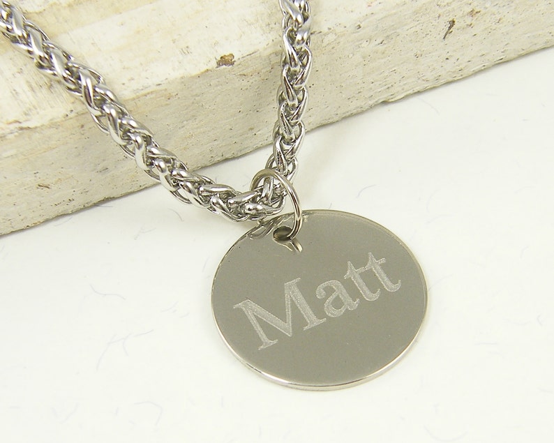 Engraved Men's Necklace Custom Name Pendant Necklace Mens Etsy