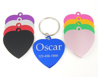 Personalized Pet Tag, Dog Tag Pet ID, Engraved Heart Dog Collar Identification Tag for Dogs Pets