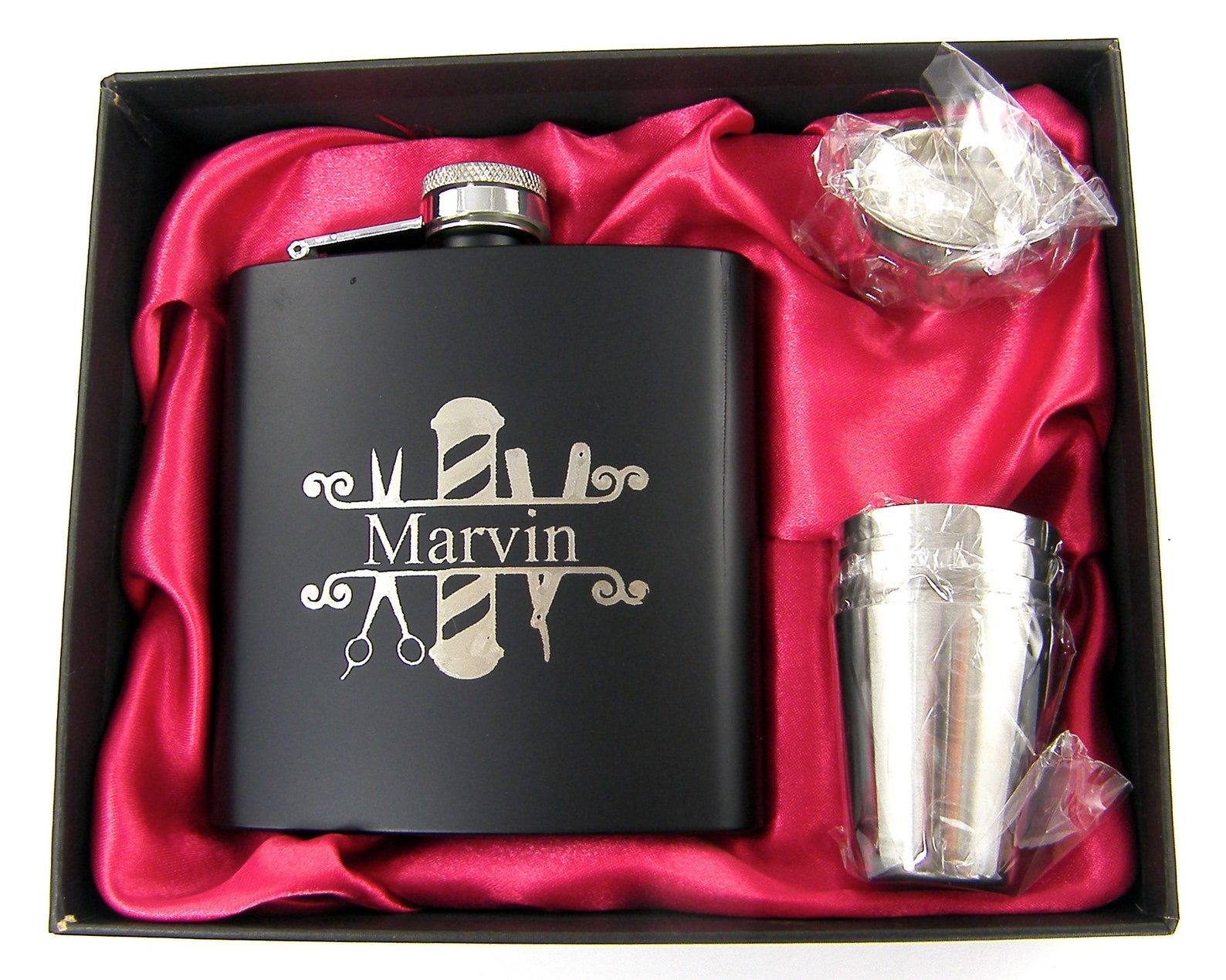 Barber Gift for Him Men Personalized Flask Set Barber Shop Etsy