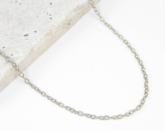18 1/2 Inch Antique Silver Necklace Chain, Short Silver Chain for Pendant or Charms, Finished Chain |BC1-7