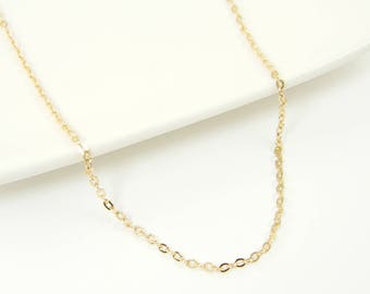 Gold Necklace Chain 18 to 20 Inches Gold Cable Chain Necklace for Pendants, Charms with Extender  |CH3-1|