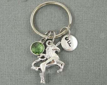 Unicorn Keychain, Personalized Mythical Creature Key Chain, Initial Key Ring, Custom Keyring, Positivity Dreamer Birthday Gift |KC1-8