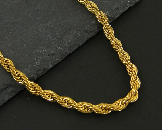 Men's Gold Rope Chain Necklace 18 24 26 