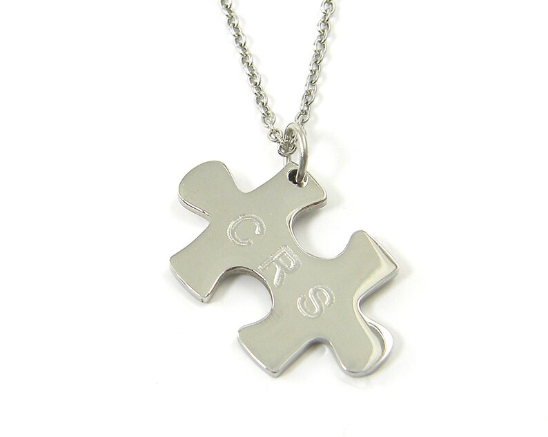 Personalized Puzzle Piece Necklace Jigsaw Silver Initial Etsy