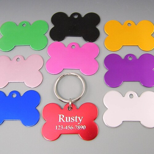 Dog Collar Tag Engraved Bone Shape Personalized Dog Cat ID Etsy