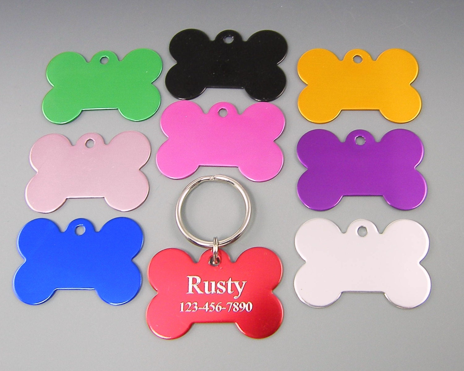 Dog Collar Tag Engraved Bone Shape Personalized Dog Cat ID Etsy